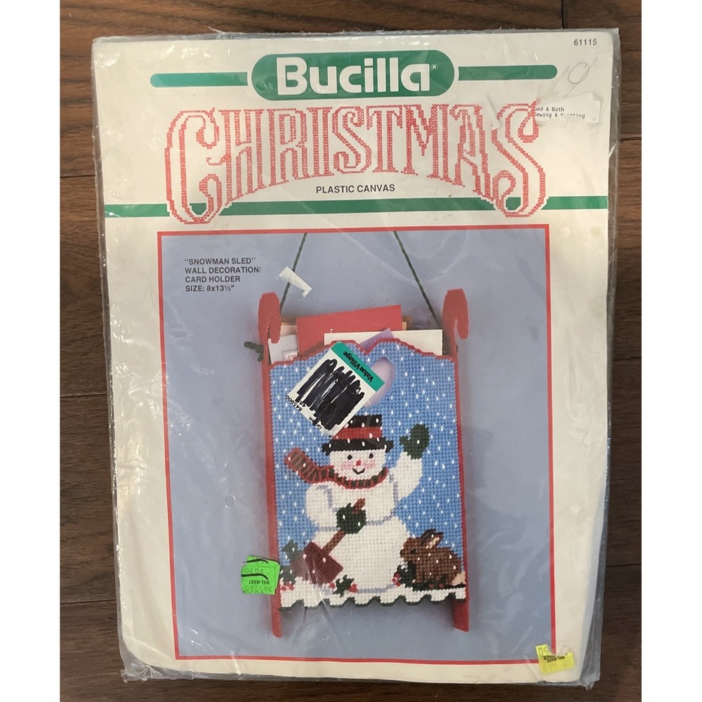 BUCILLA Christmas SNOWMAN GREETING CARD HOLDER Kit‎ COMPLETE NOS PACKAGE